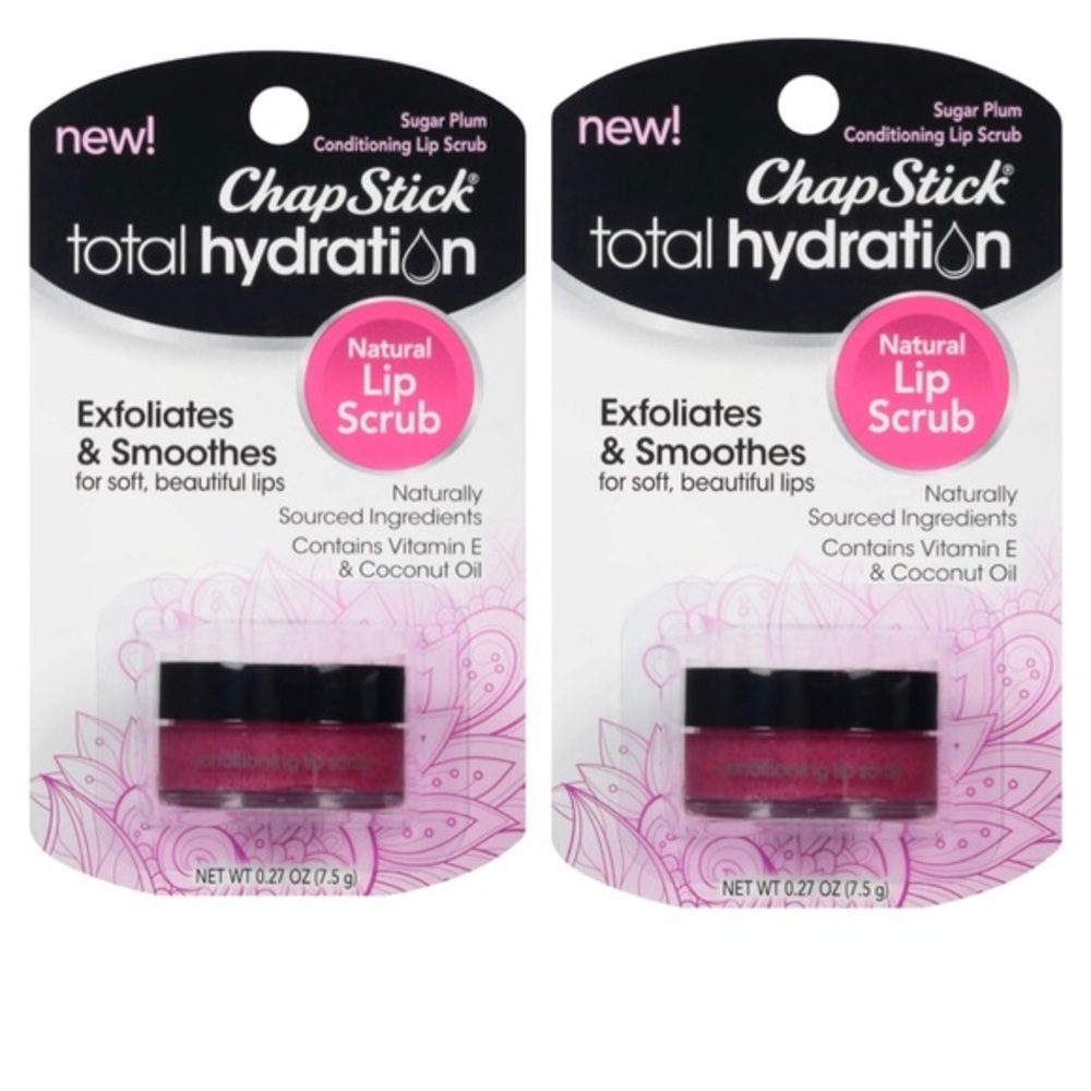 Chapstick Total Hydration sugar plum Conditioning natural Lip Scrub 2pack FREE